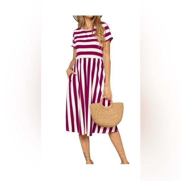Nordstrom Red and White Striped Swing Dress Size Small - Picture 1 of 11